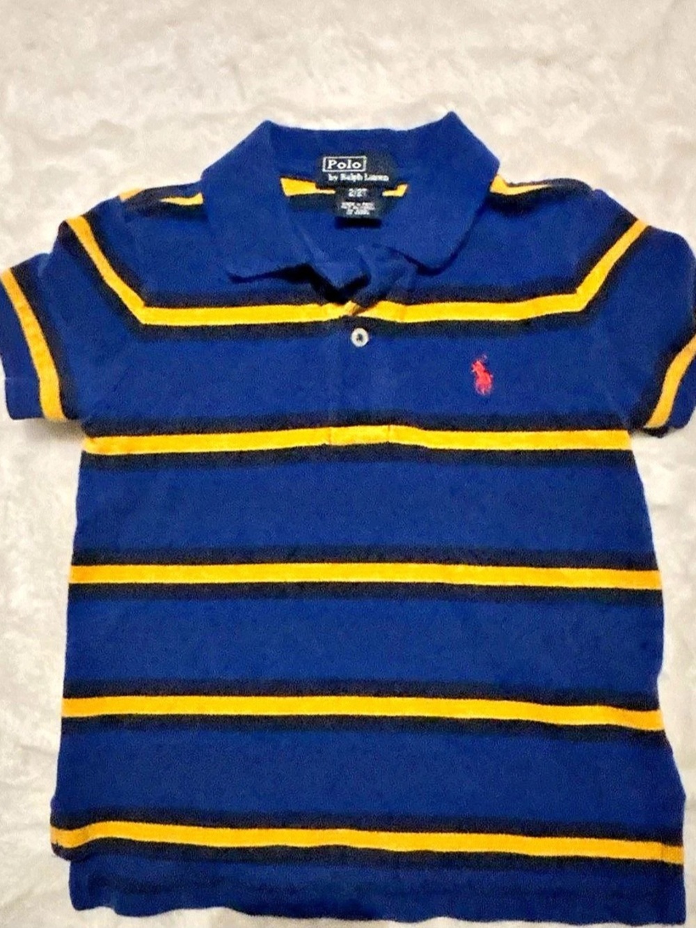 Polo Ralph Lauren Boys Striped Polo Shirt Size 2T Blue & Yellow